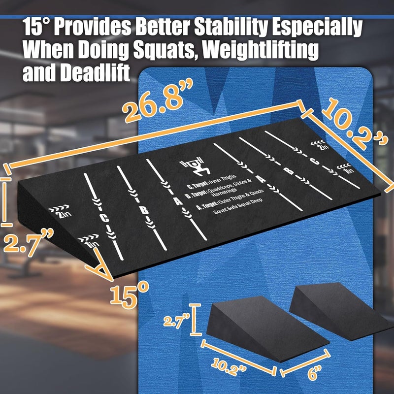 Folaps Squat Wedge Block One Piece: Heel Elevated Slant Board for Squats Weightliting Home Gym Squat Wedge - Image 3